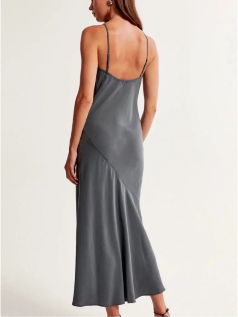 Abercrombie & Fitch Women’s Gray Halter Neck Bias Cut Maxi Dress Size Large